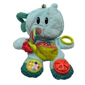 Playskool Fold n Go Busy Elephant Plush Blue Soft A Tummy Time Friend Baby